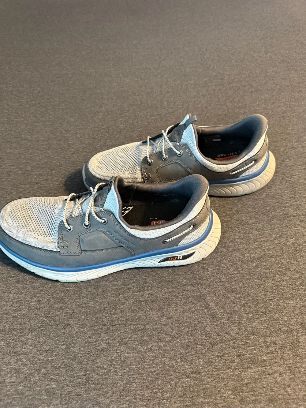 Skechers Men’s Gray and Light Gray Mesh Slip-On Loafers